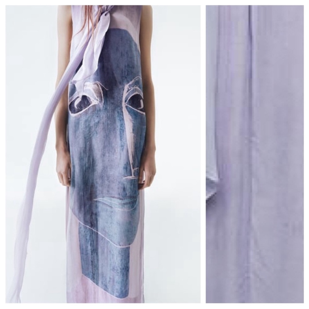 Zara Lilac Viscose Flowing Printed Midi Dress 8077/041/290/014 - Picture 4 of 10